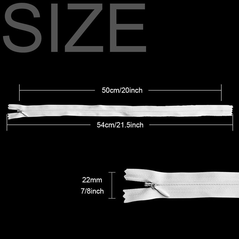 Renashed 45pcs 21.5 Inch Nylon Invisible Zippers for Tailor Sewer Sewing Craft Crafter's Special (White) - Image 2